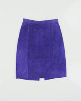 Vintage 1980s Passport Front Split Suede Skirt - XS