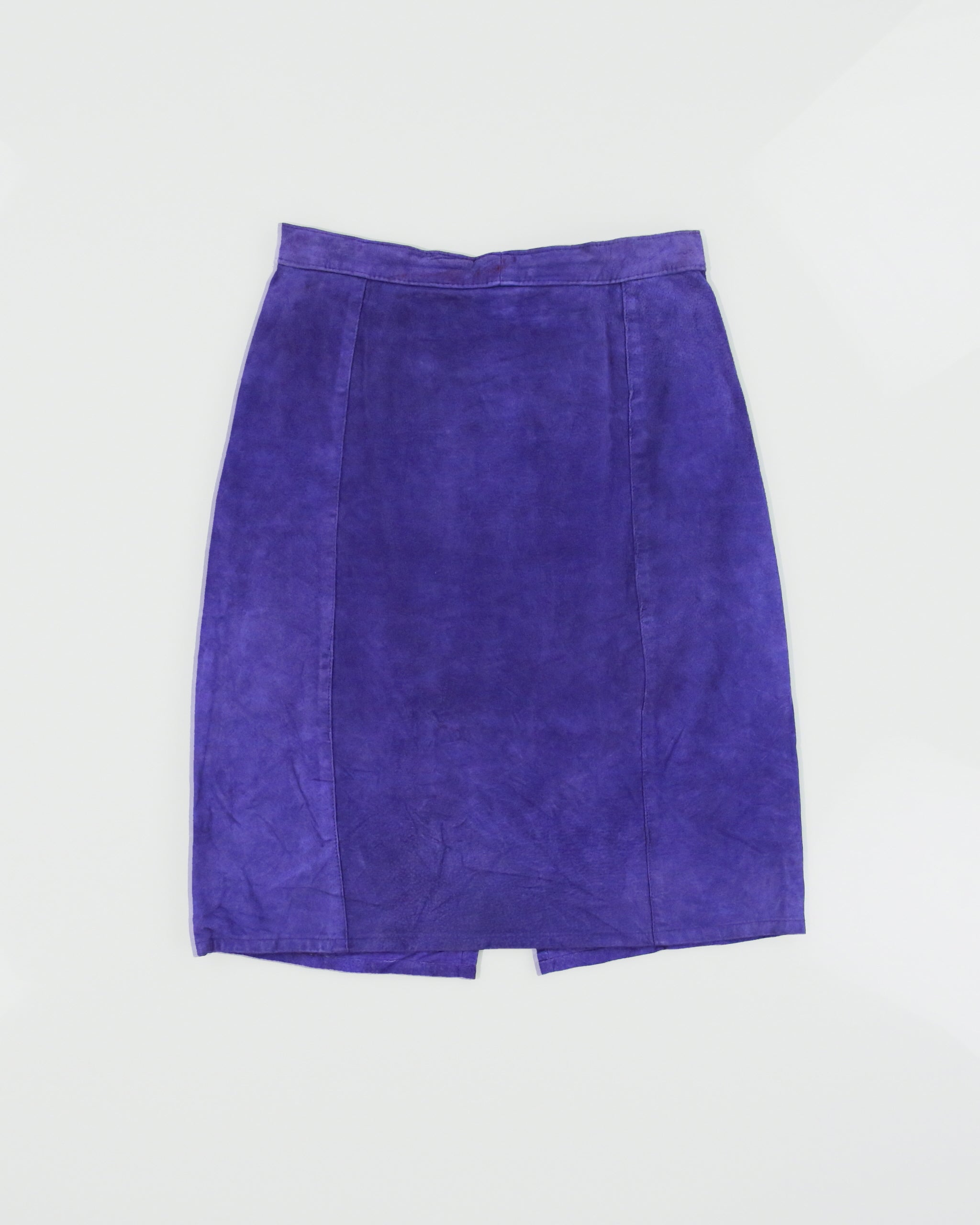 Vintage 1980s Passport Front Split Suede Skirt - XS