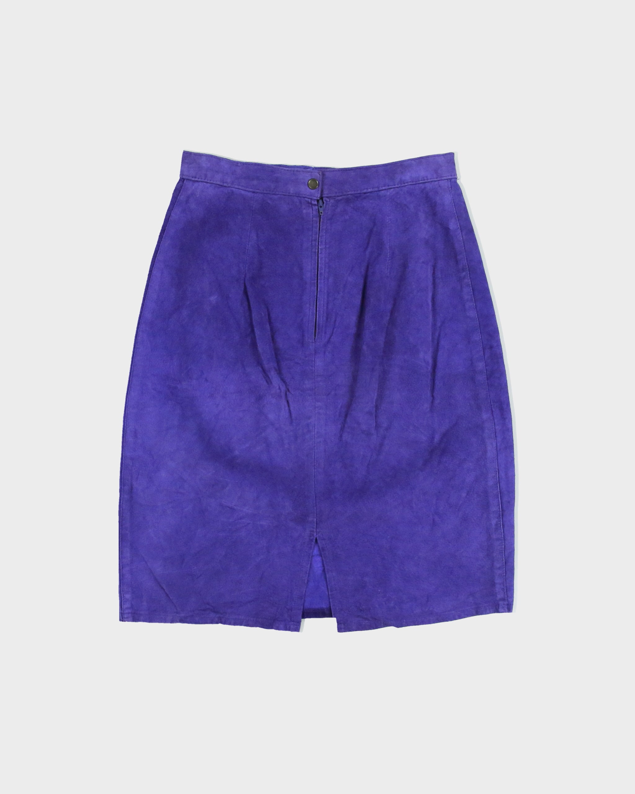Vintage 1980s Passport Front Split Suede Skirt - XS