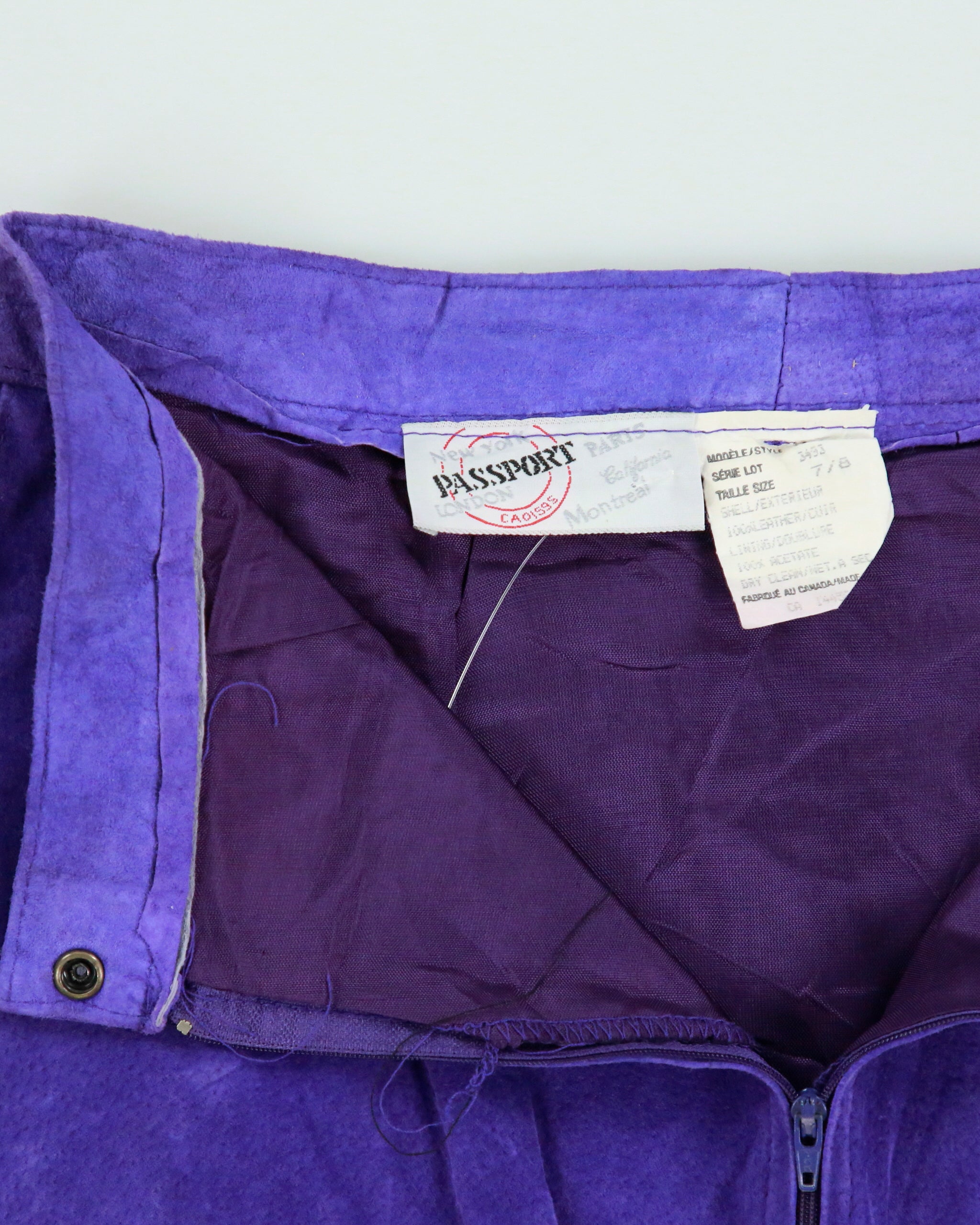 Vintage 1980s Passport Front Split Suede Skirt - XS
