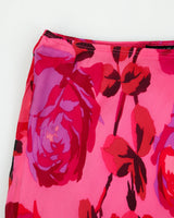 Vintage 1990s Betsey Jonson Lace Trim Floral Silk Skirt - XS
