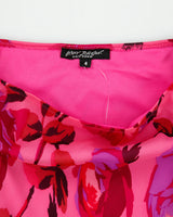 Vintage 1990s Betsey Jonson Lace Trim Floral Silk Skirt - XS