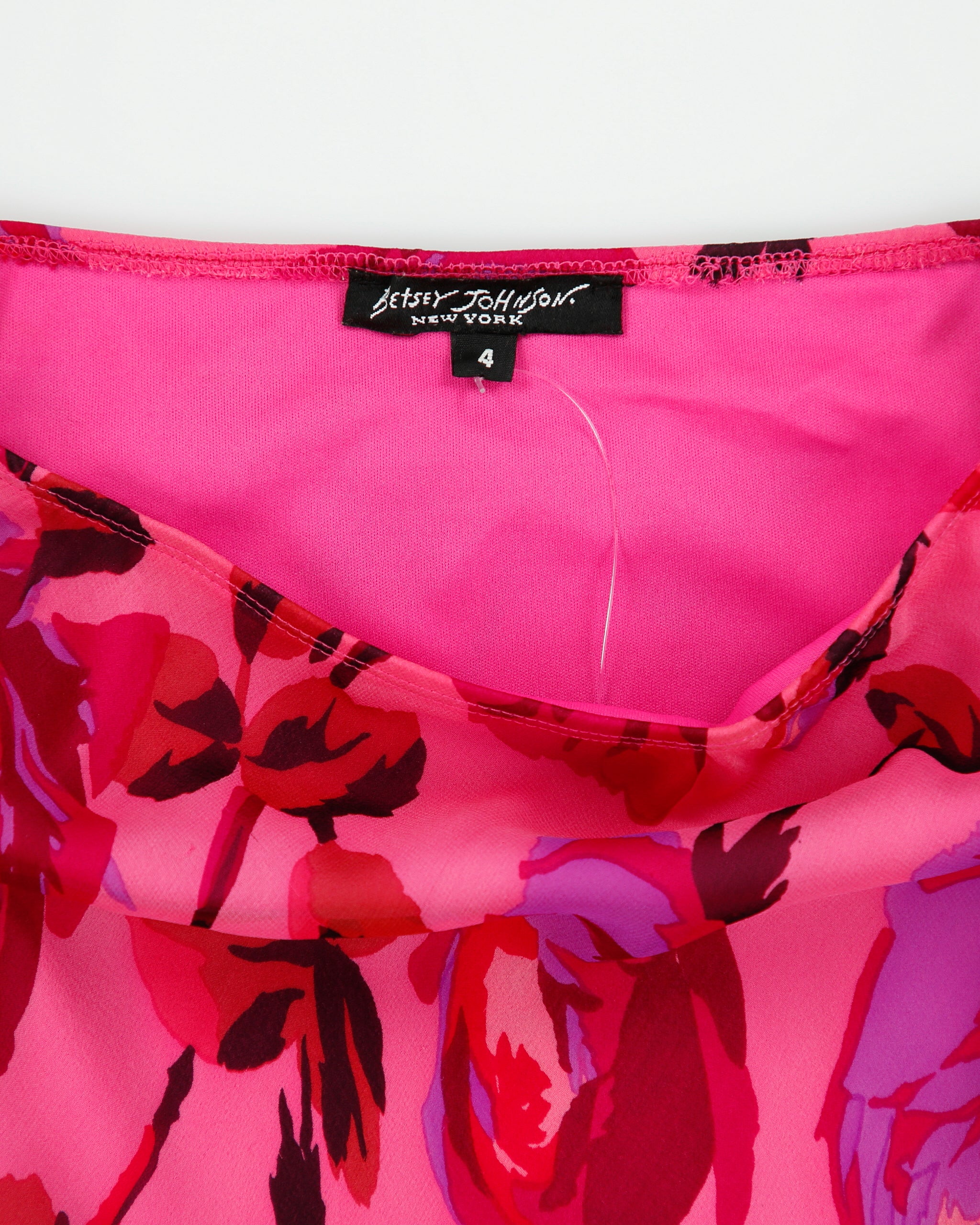 Vintage 1990s Betsey Jonson Lace Trim Floral Silk Skirt - XS
