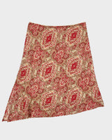 Vintage 1990s Jessica Asymmetric Hem Paisley Pattern Side Split Skirt - M
