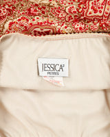 Vintage 1990s Jessica Asymmetric Hem Paisley Pattern Side Split Skirt - M