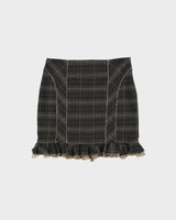 Vintage Y2K 00s Bebe Plaid Lace Ruffled Hem Skirt - S