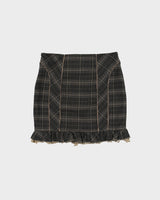 Vintage Y2K 00s Bebe Plaid Lace Ruffled Hem Skirt - S