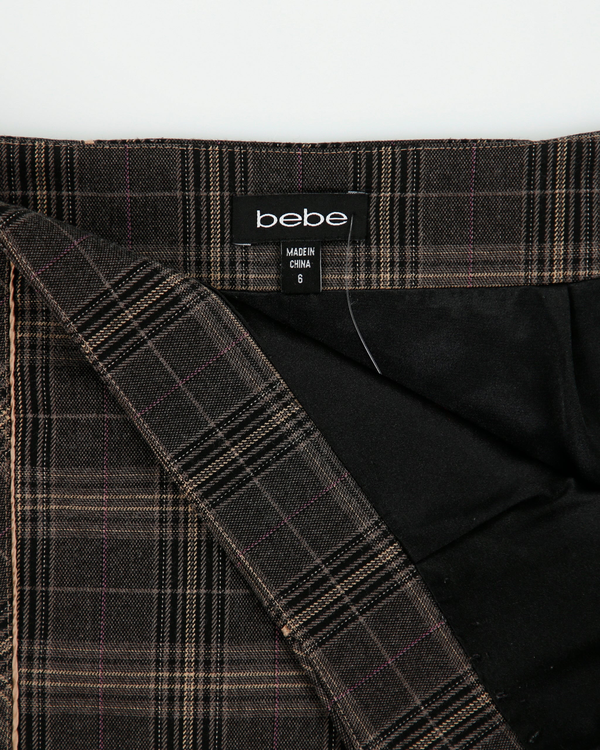 Vintage Y2K 00s Bebe Plaid Lace Ruffled Hem Skirt - S