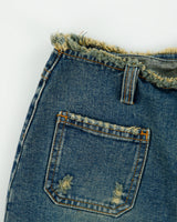 Vintage Y2K 00s Gogib Jeans Frayed Waist Front Split Denim Skirt - XS