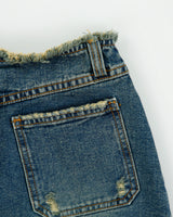 Vintage Y2K 00s Gogib Jeans Frayed Waist Front Split Denim Skirt - XS