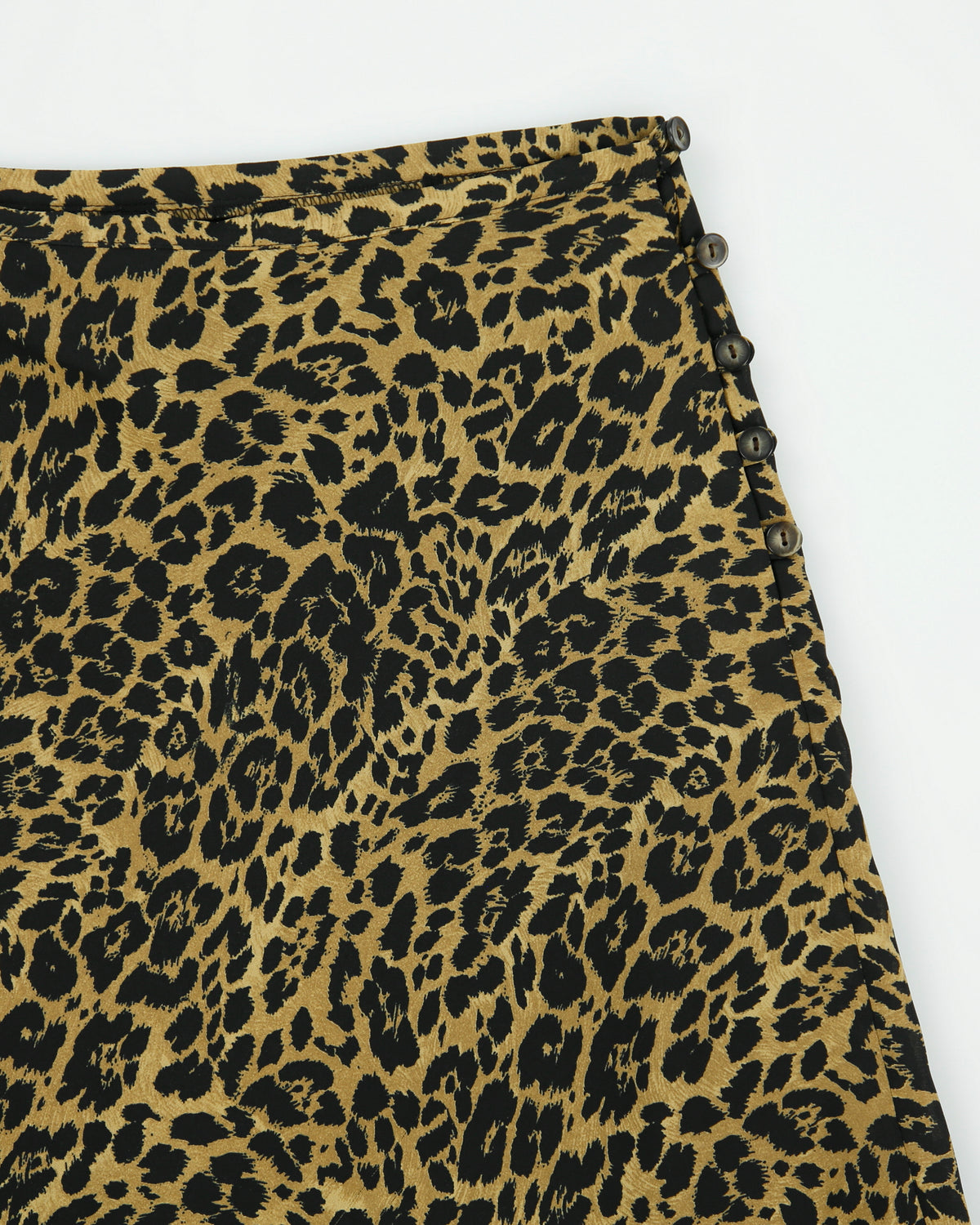 Vintage 1990s Cleo Leopard Print Button Detail Flowy Skirt - M