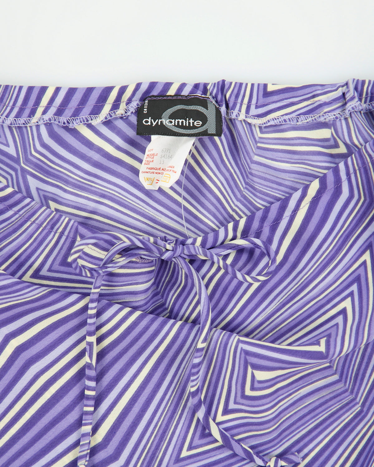 Vintage 1990s Dynamite Drawstring Waist Abstract Geometric Pattern Skirt - M