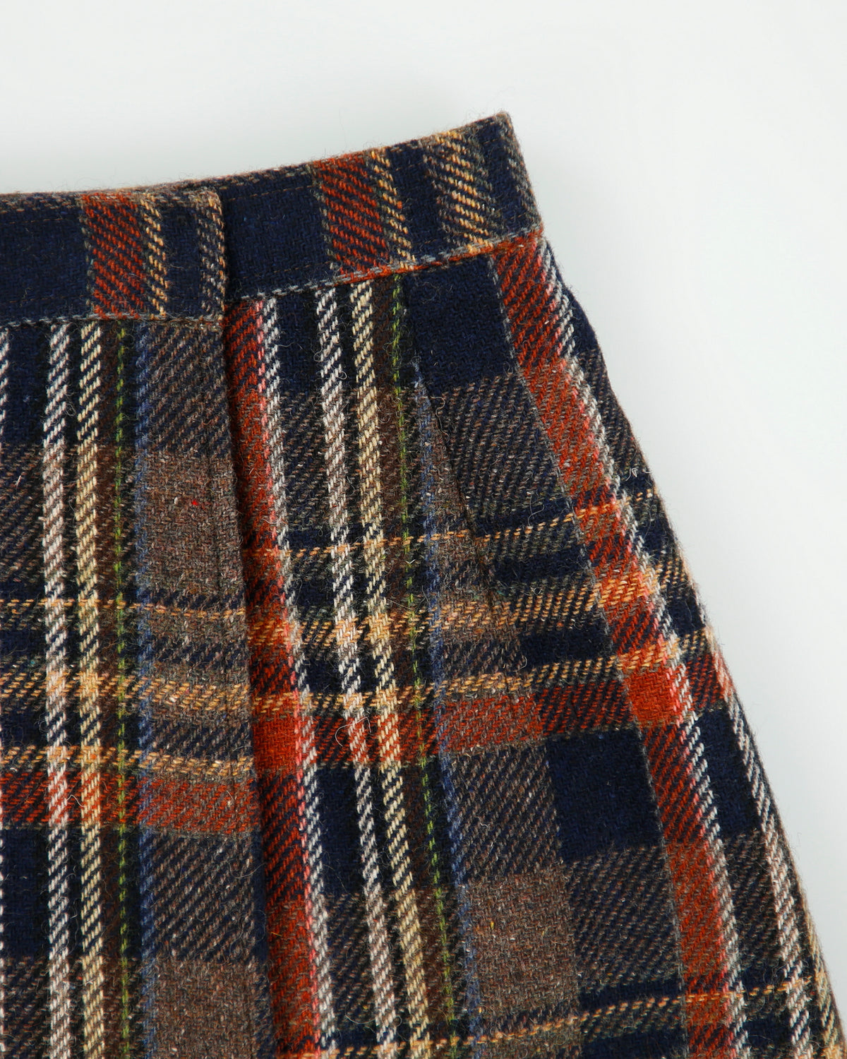 Vintage 1990s Checked Wool Blend Lined Wrap Skirt - XS