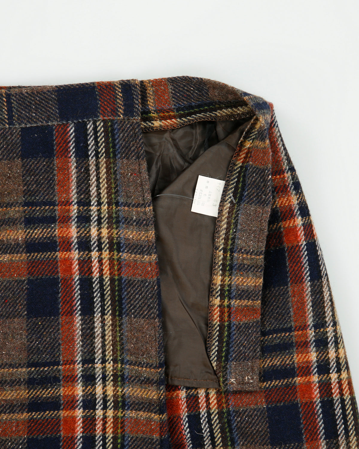 Vintage 1990s Checked Wool Blend Lined Wrap Skirt - XS