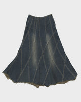 Vintage Y2K 00s Fossi Patchwork Raw Hem Denim Skirt - XXS