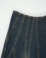 Vintage Y2K 00s Fossi Patchwork Raw Hem Denim Skirt - XXS