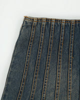 Vintage 1990s Revolt Jeans Patchwork Raw Hem Denim Skirt - S