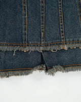 Vintage 1990s Revolt Jeans Patchwork Raw Hem Denim Skirt - S