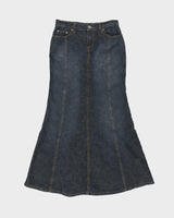 Vintage Y2K 00s Gasoline Flared Denim Maxi Skirt - XS