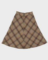 Vintage 1960s Checked Wool Blend A-line Skirt - XS