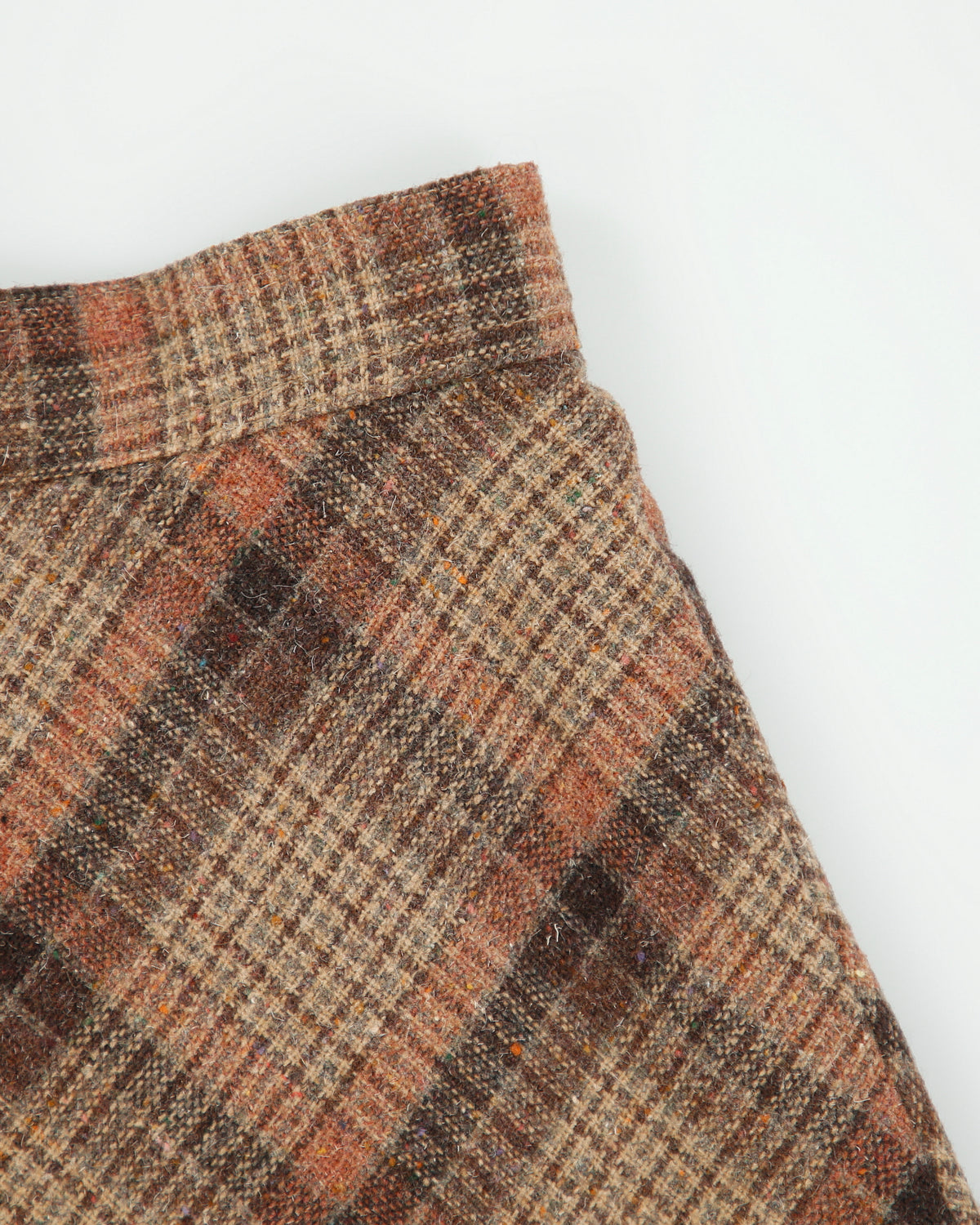 Vintage 1960s Checked Wool Blend A-line Skirt - XS
