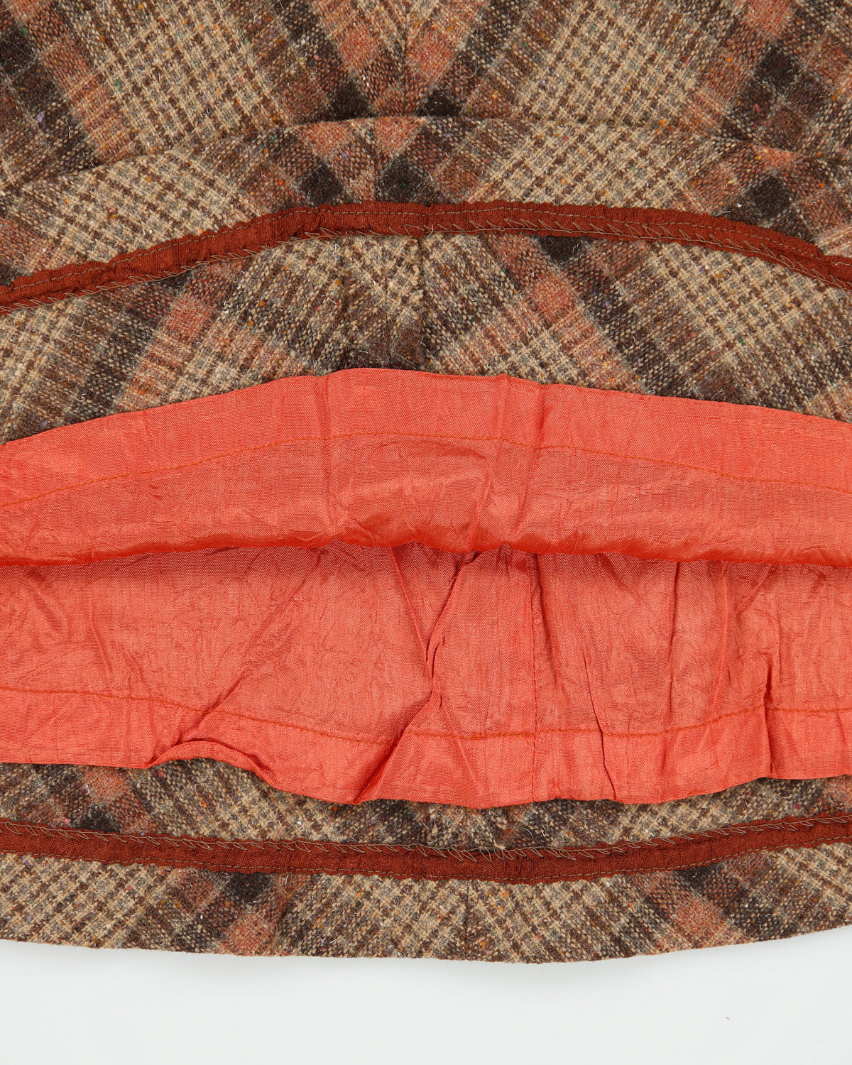 Vintage 1960s Checked Wool Blend A-line Skirt - XS