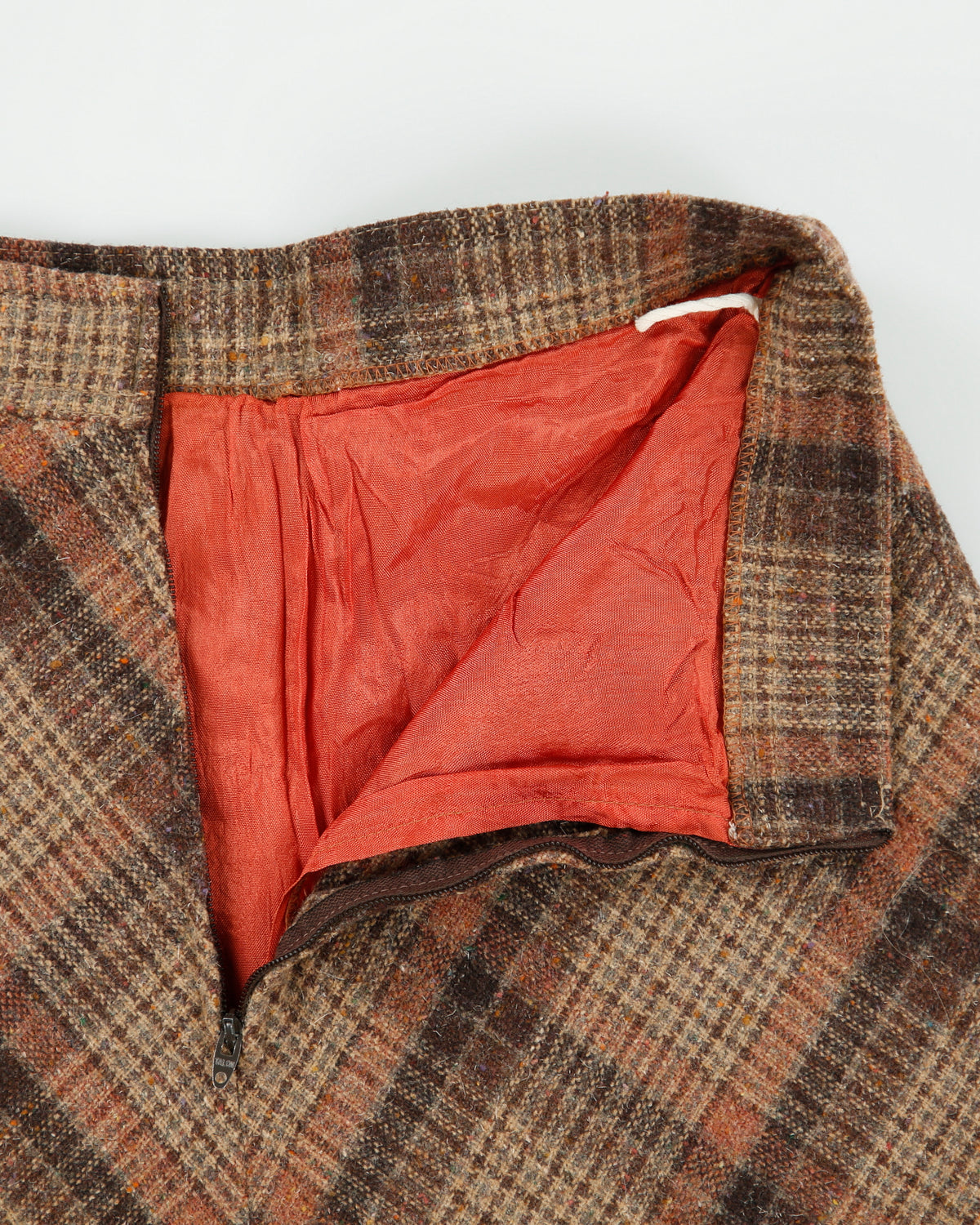 Vintage 1960s Checked Wool Blend A-line Skirt - XS