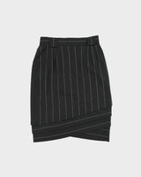 Vintage 1980s Escada Wool Pin Stripe Layered Hem Skirt - XS