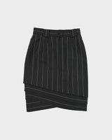 Vintage 1980s Escada Wool Pin Stripe Layered Hem Skirt - XS