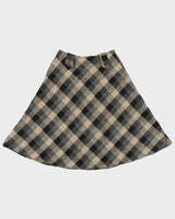 Vintage 1970s Sportswear By Casualaire Wool Blend Checked Skirt - XS