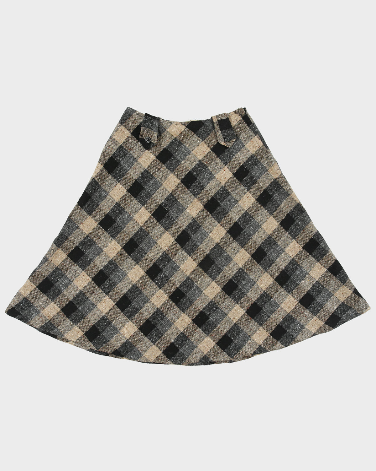 Vintage 1970s Sportswear By Casualaire Wool Blend Checked Skirt - XS