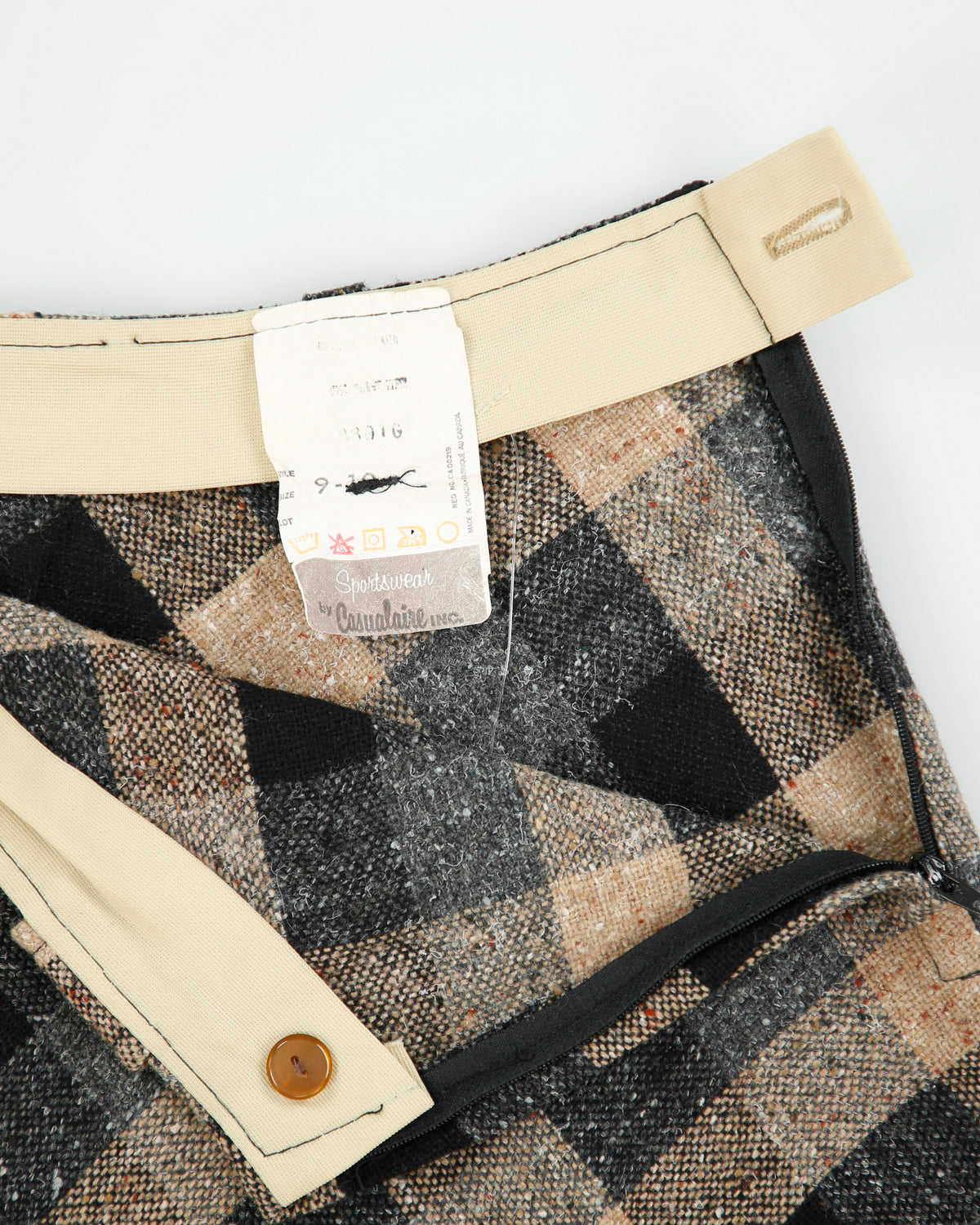 Vintage 1970s Sportswear By Casualaire Wool Blend Checked Skirt - XS