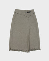 Vintage 1990s Lilaina Pleat Detail Frayed Hem Skirt - XS