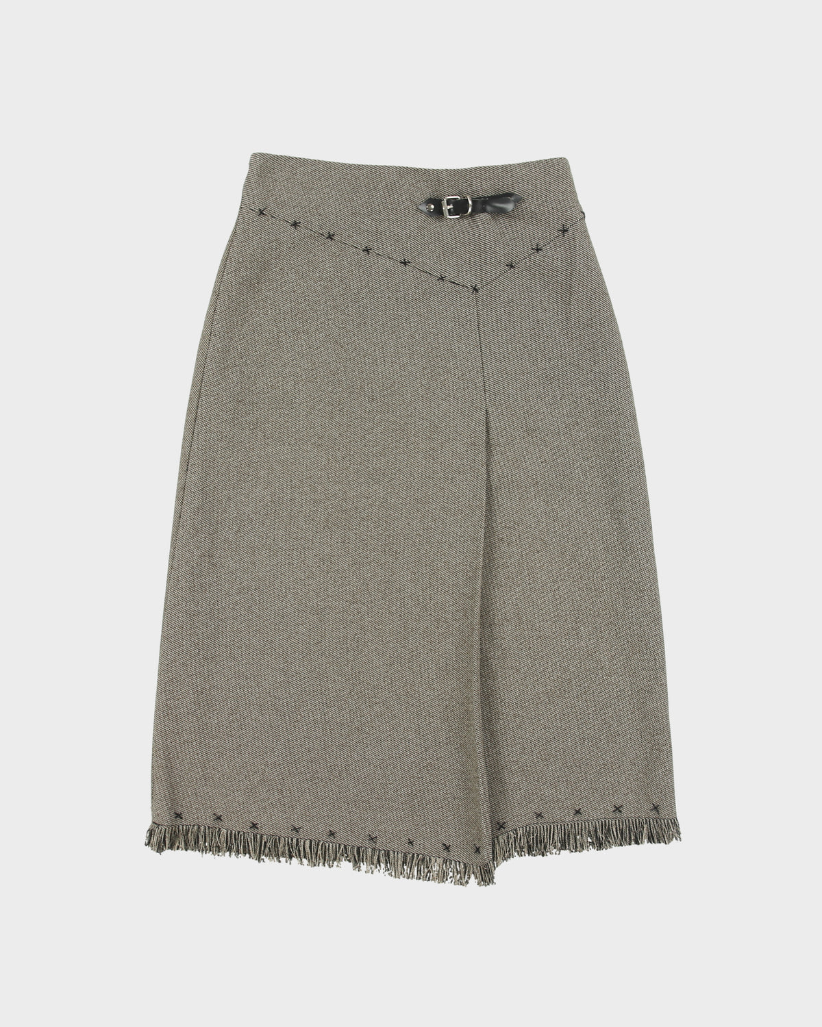 Vintage 1990s Lilaina Pleat Detail Frayed Hem Skirt - XS