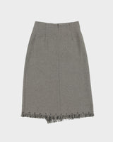 Vintage 1990s Lilaina Pleat Detail Frayed Hem Skirt - XS