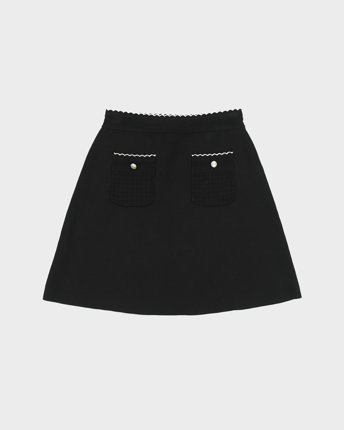 Sandro Scalloped Trim Knit A-line Mini Skirt - XS