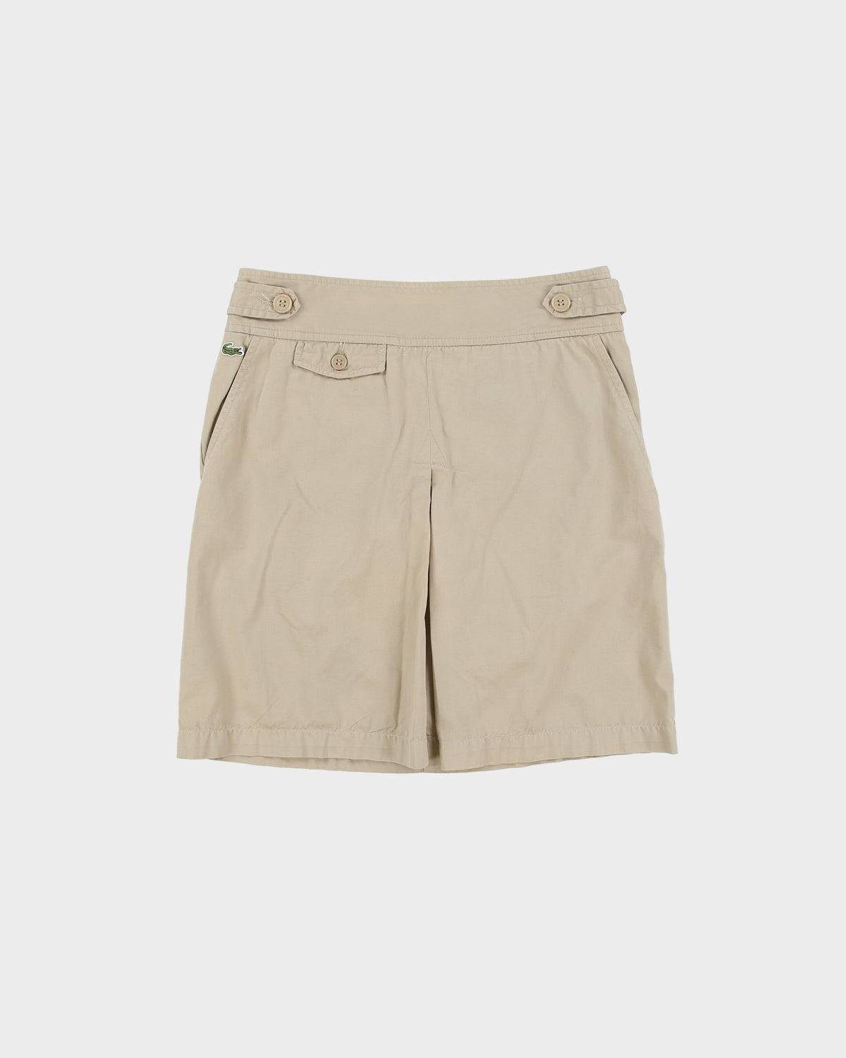 Vintage Y2K 00s Lacoste Khaki Pleated Canvas Multi-Pocket Mini Skirt - S