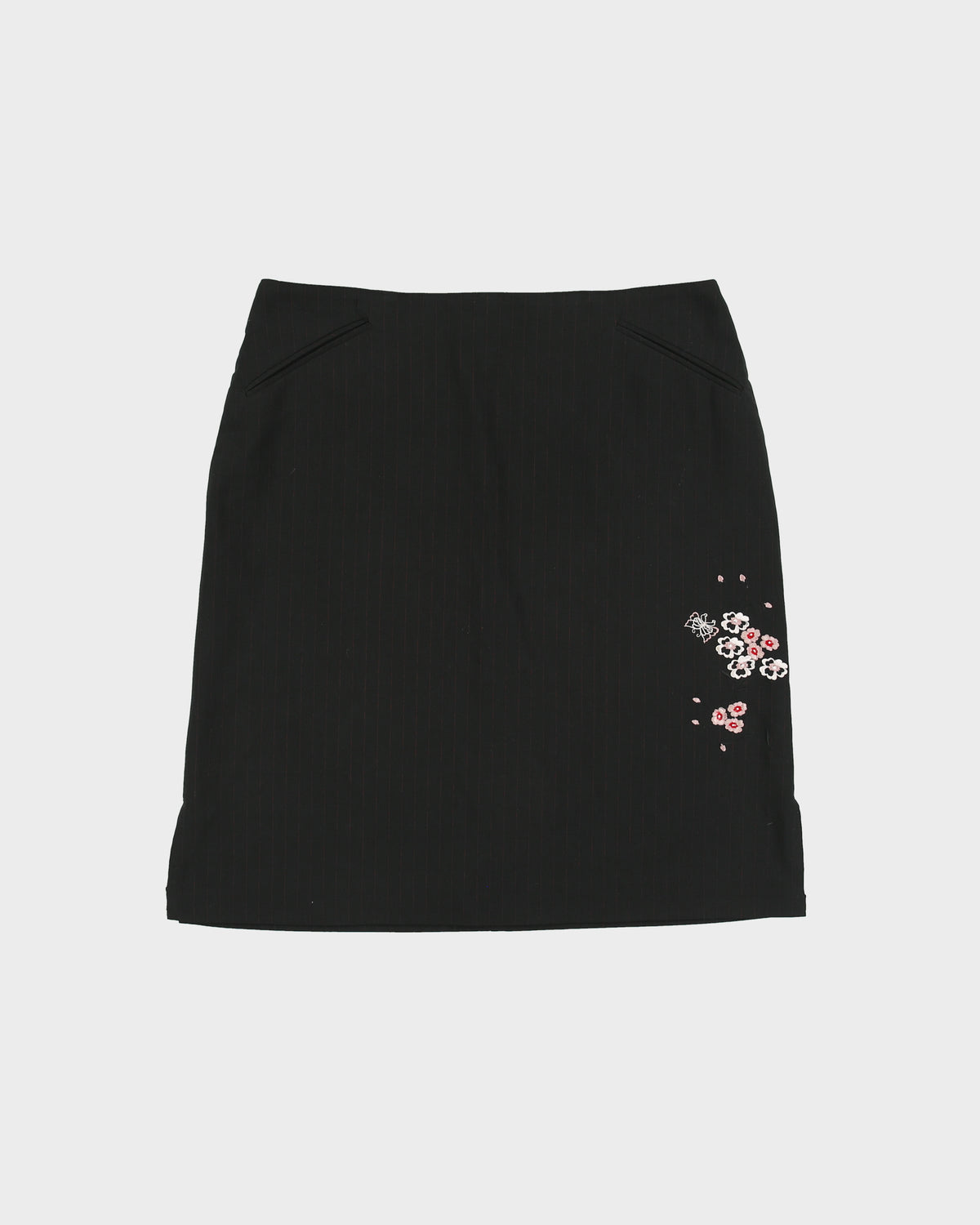 Vintage 1990s Premier Collection Pin Stripe Embroidered Skirt - S