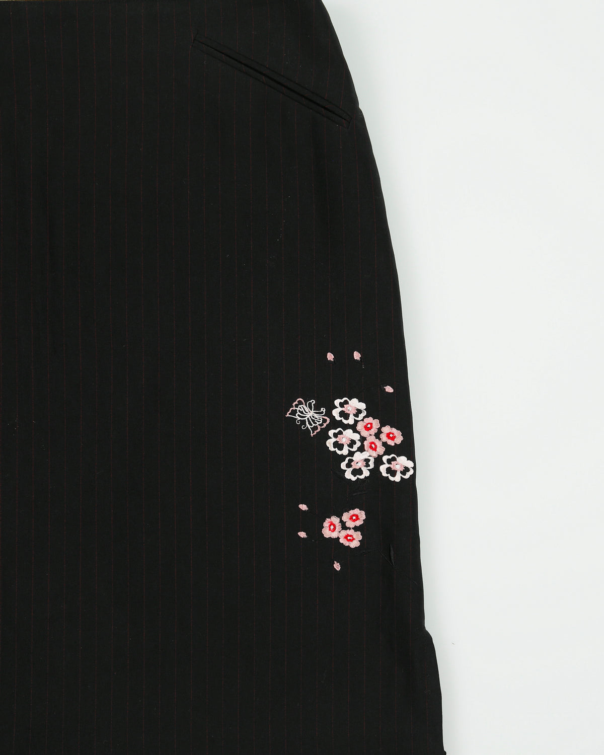 Vintage 1990s Premier Collection Pin Stripe Embroidered Skirt - S