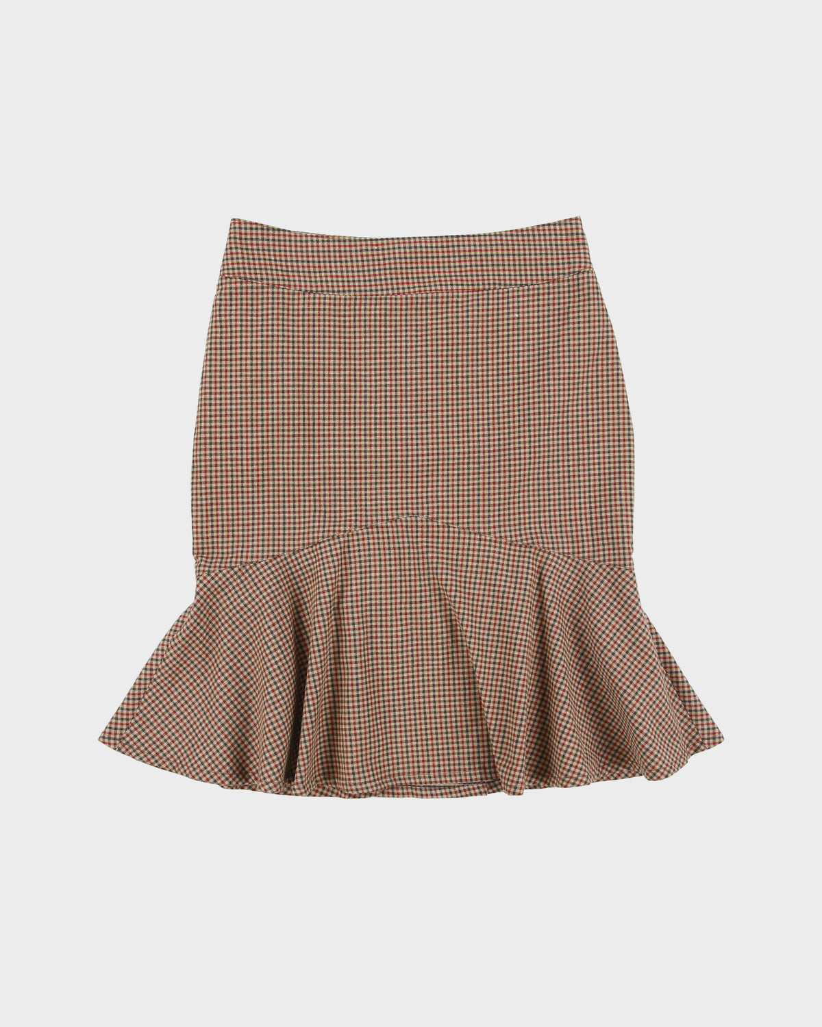 Vintage Y2K 00s Sasch Checked Flare Hem Skirt - XS