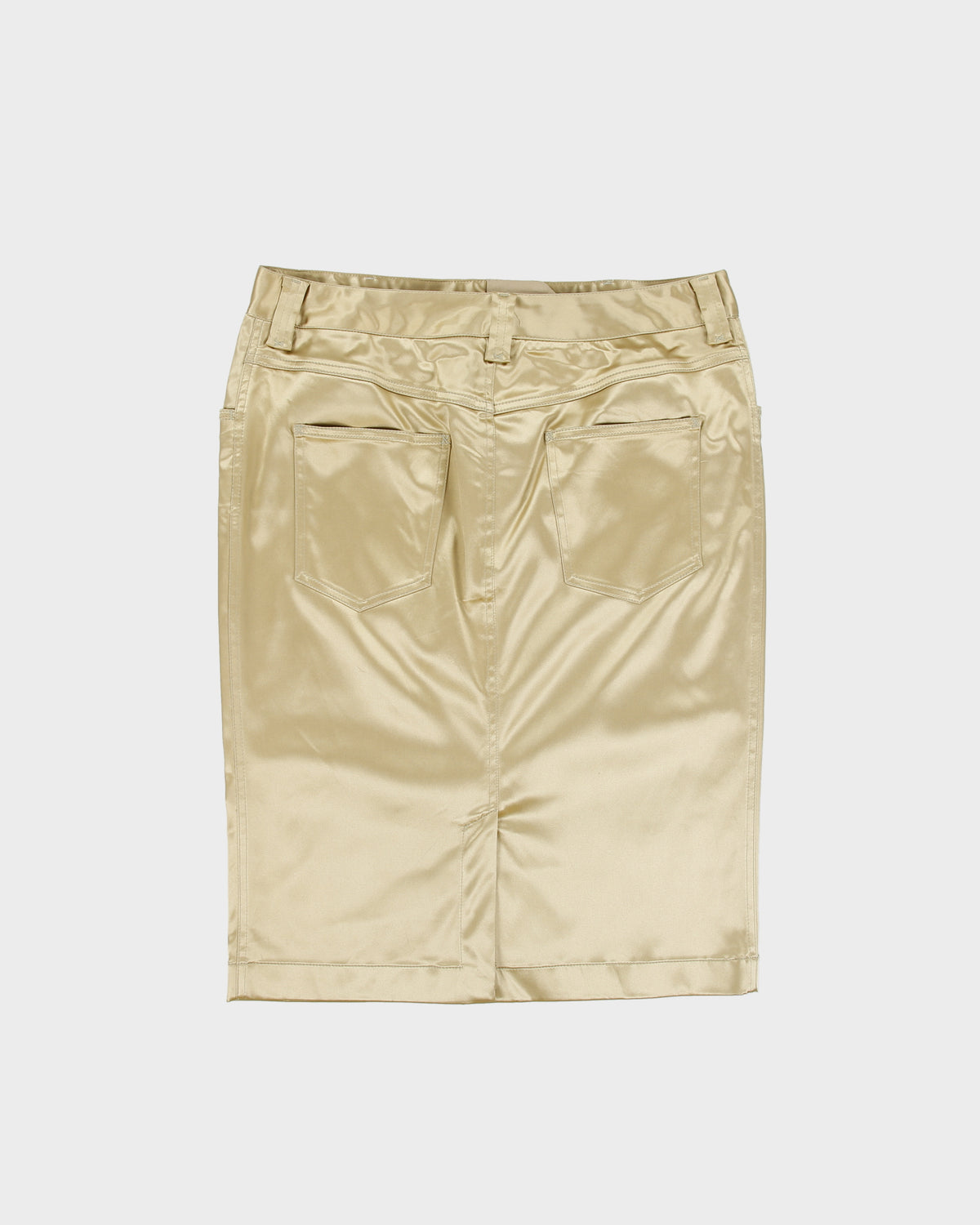 Vintage A/W 2009 Dolce &amp; Gabbana Gold Satin Pencil Skirt - S