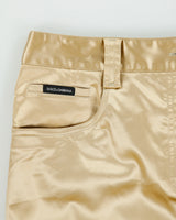Vintage A/W 2009 Dolce &amp; Gabbana Gold Satin Pencil Skirt - S