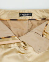 Vintage A/W 2009 Dolce &amp; Gabbana Gold Satin Pencil Skirt - S