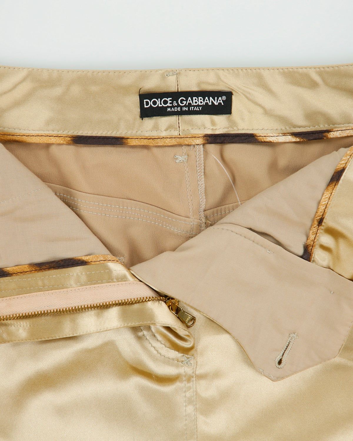 Vintage A/W 2009 Dolce &amp; Gabbana Gold Satin Pencil Skirt - S
