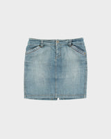 Vintage Y2K 00s DKNY Back Split Denim Mini Skirt - M