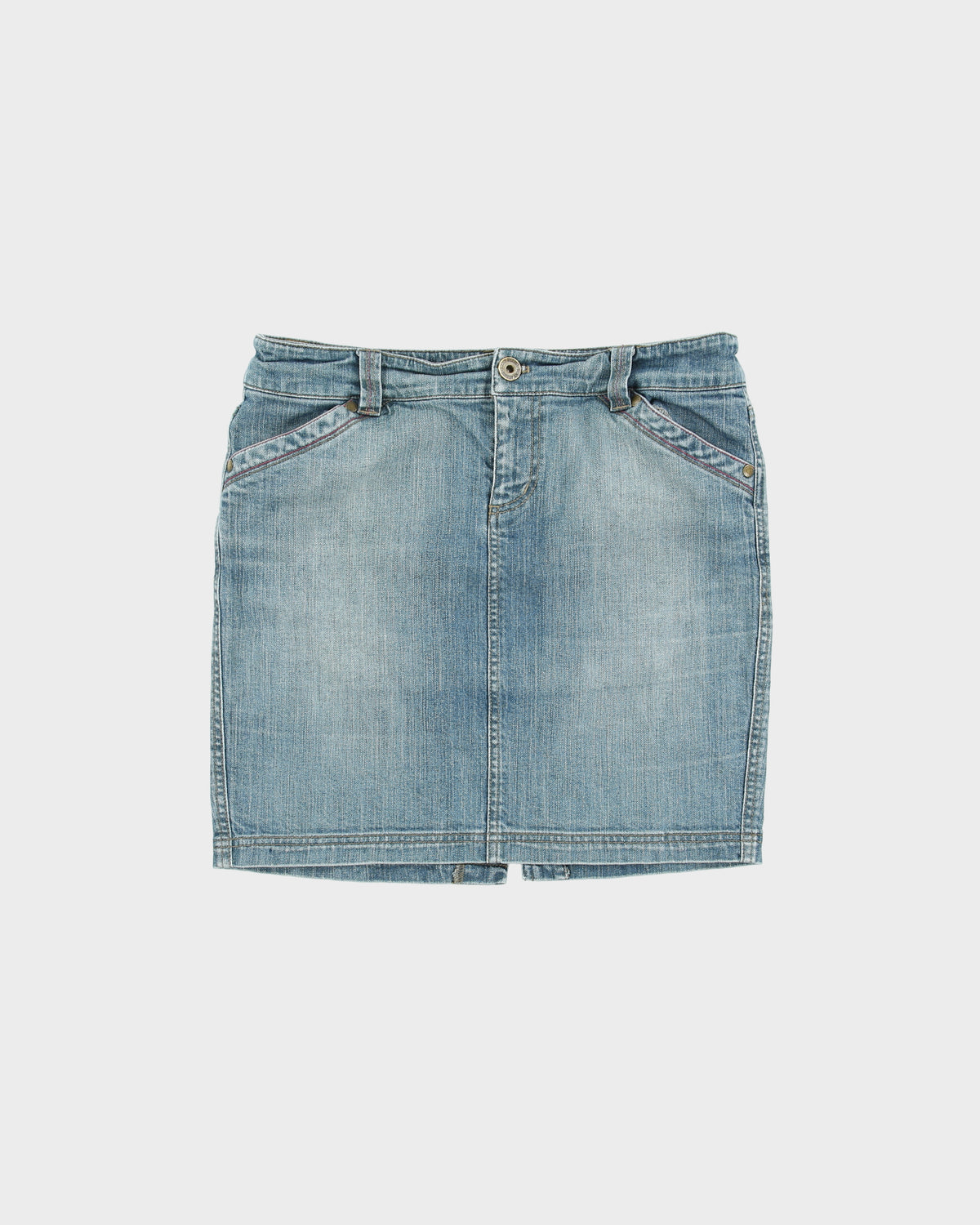 Vintage Y2K 00s DKNY Back Split Denim Mini Skirt - M