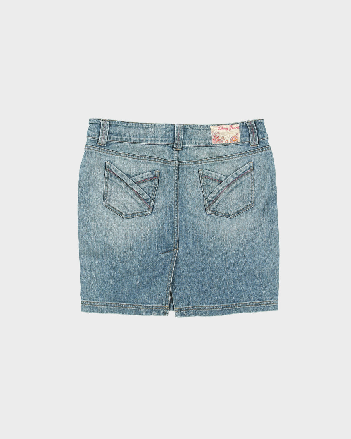 Vintage Y2K 00s DKNY Back Split Denim Mini Skirt - M