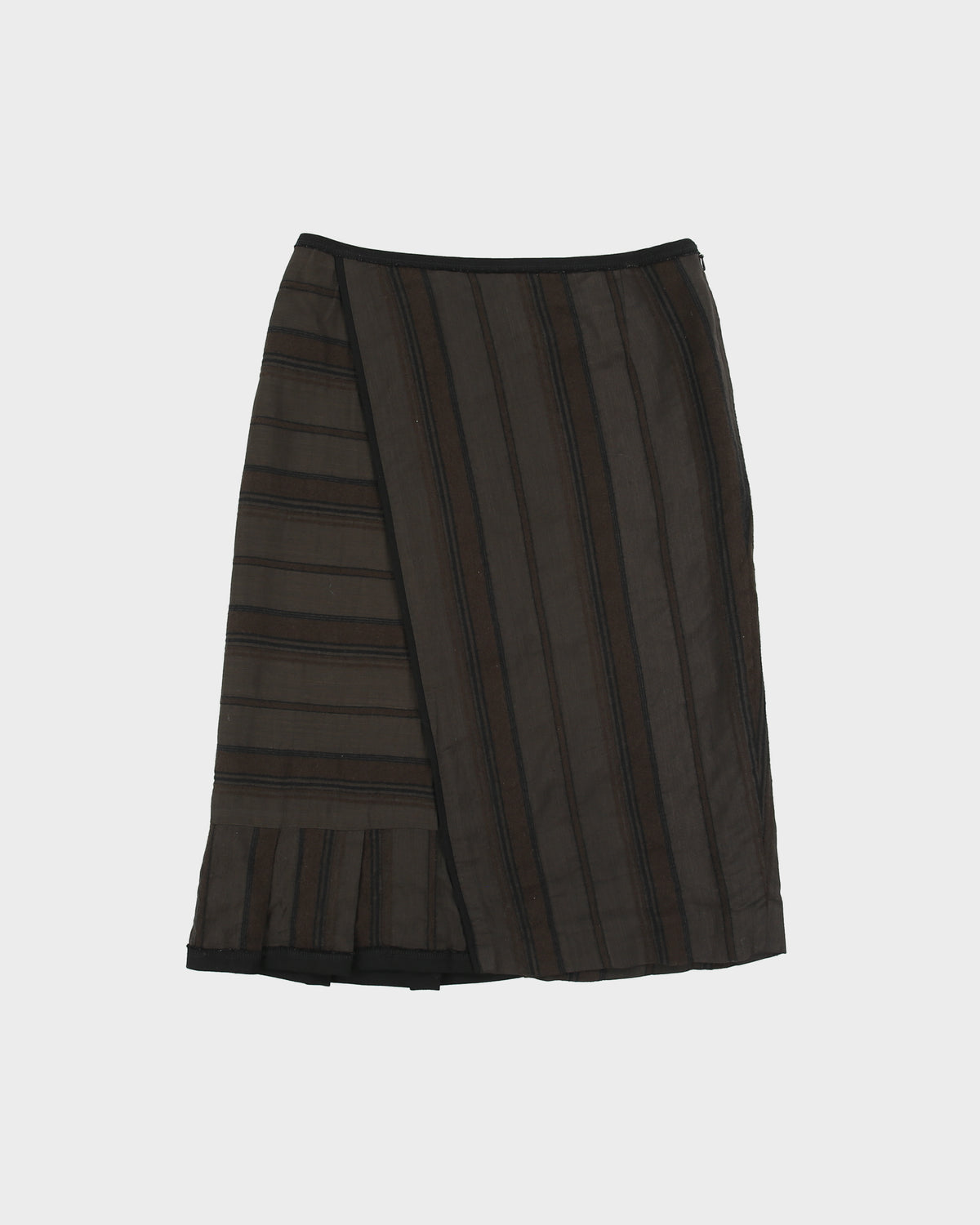 Vintage Y2K 00s Lesey Collection Wool &amp; Silk Blend Stripe Skirt - XS