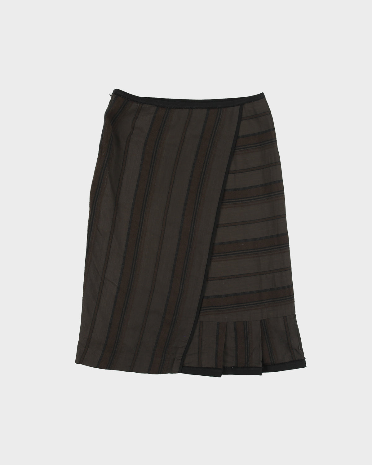 Vintage Y2K 00s Lesey Collection Wool &amp; Silk Blend Stripe Skirt - XS