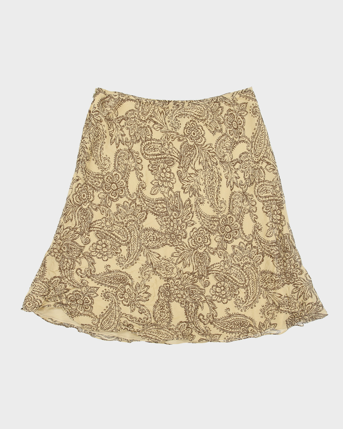 Vintage 1990s Ralph Lauren Silk Paisley Pattern Flowy Skirt - S